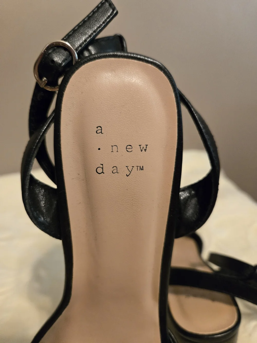 A New Day Shannon Black Square Open Toe Block Heels 7.5